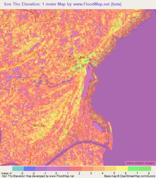 Son Tho,Vietnam Elevation Map