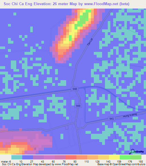 Soc Chi Ca Eng,Vietnam Elevation Map