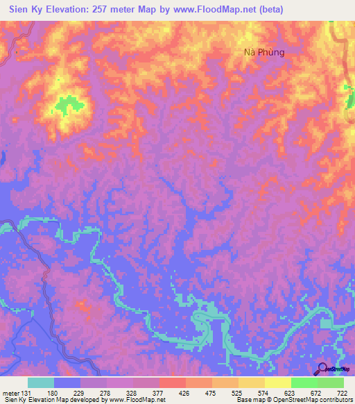 Sien Ky,Vietnam Elevation Map