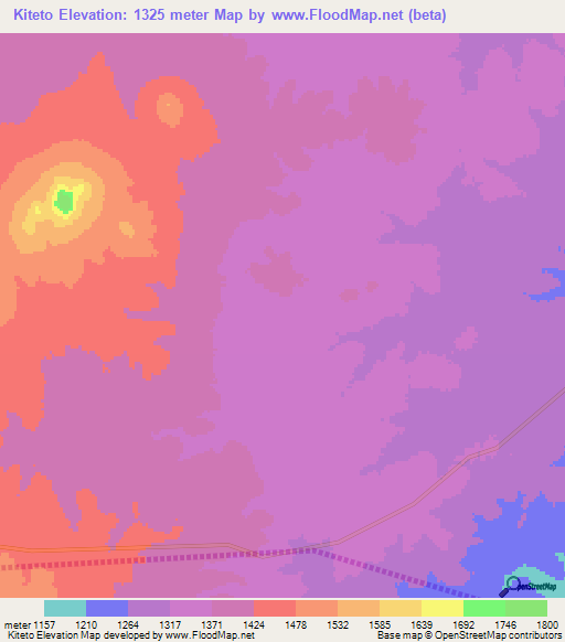 Kiteto,Tanzania Elevation Map
