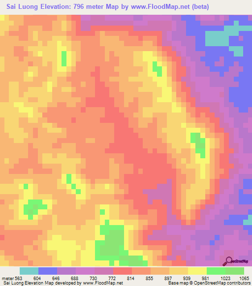 Sai Luong,Vietnam Elevation Map