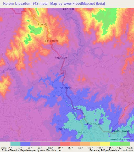 Rolom,Vietnam Elevation Map