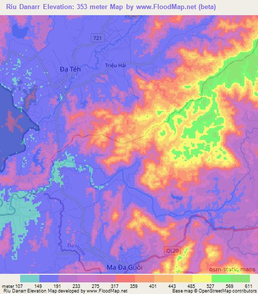 Riu Danarr,Vietnam Elevation Map