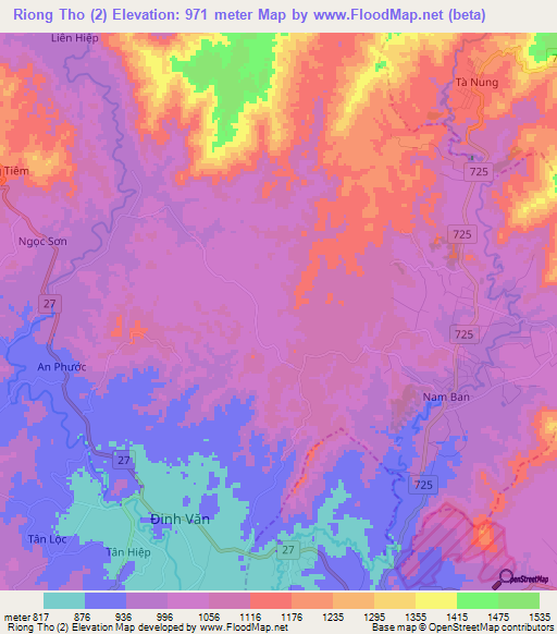 Riong Tho (2),Vietnam Elevation Map