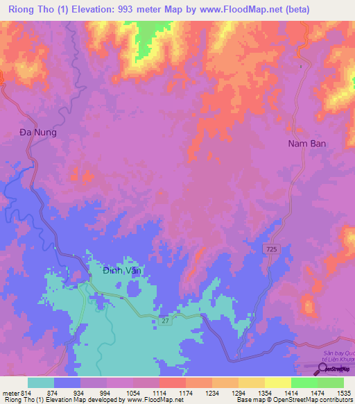 Riong Tho (1),Vietnam Elevation Map