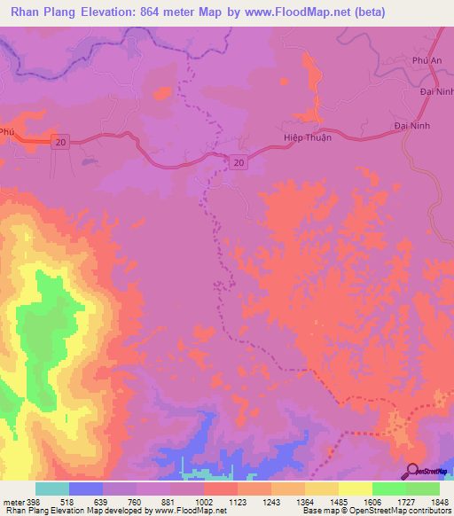 Rhan Plang,Vietnam Elevation Map