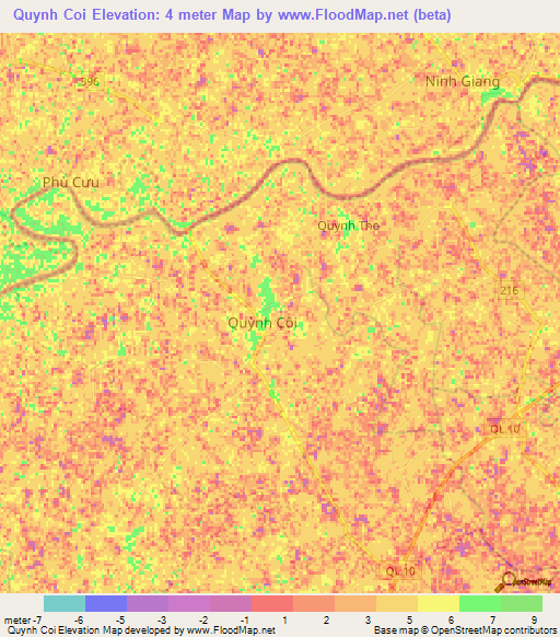Quynh Coi,Vietnam Elevation Map