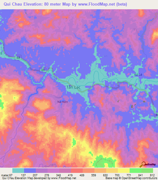 Qui Chau,Vietnam Elevation Map