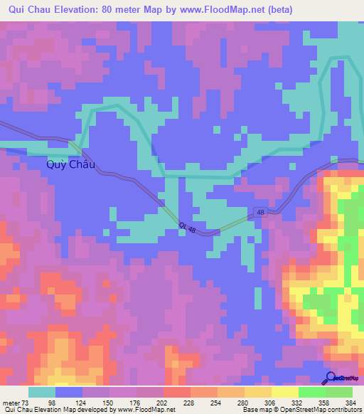 Qui Chau,Vietnam Elevation Map