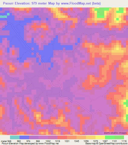 Psourr,Vietnam Elevation Map