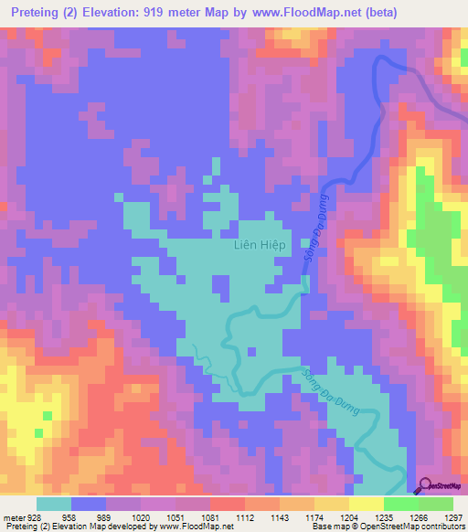 Preteing (2),Vietnam Elevation Map