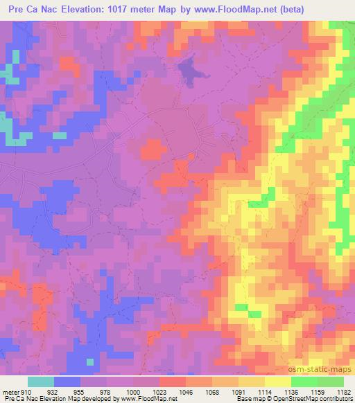 Pre Ca Nac,Vietnam Elevation Map