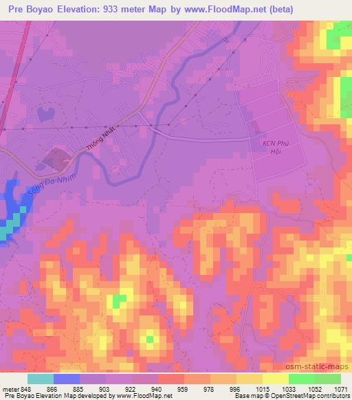 Pre Boyao,Vietnam Elevation Map
