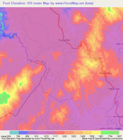 Poul,Vietnam Elevation Map