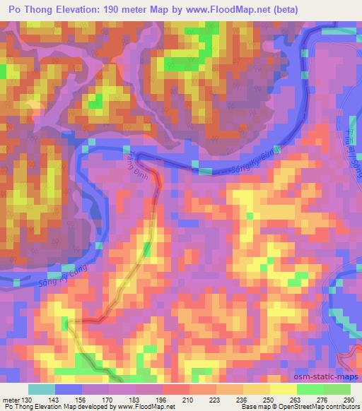 Po Thong,Vietnam Elevation Map