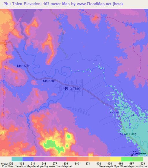 Phu Thien,Vietnam Elevation Map