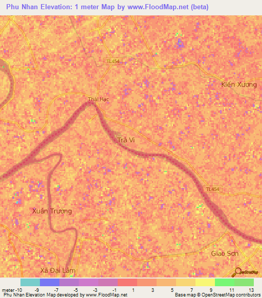 Phu Nhan,Vietnam Elevation Map