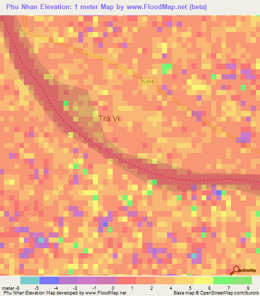 Phu Nhan,Vietnam Elevation Map