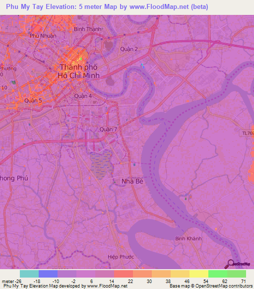 Phu My Tay,Vietnam Elevation Map