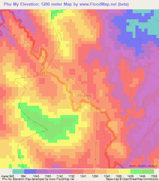 Phu My,Vietnam Elevation Map