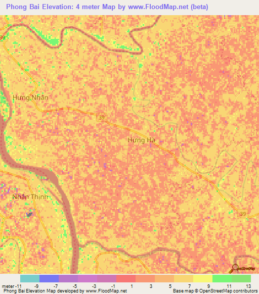 Phong Bai,Vietnam Elevation Map