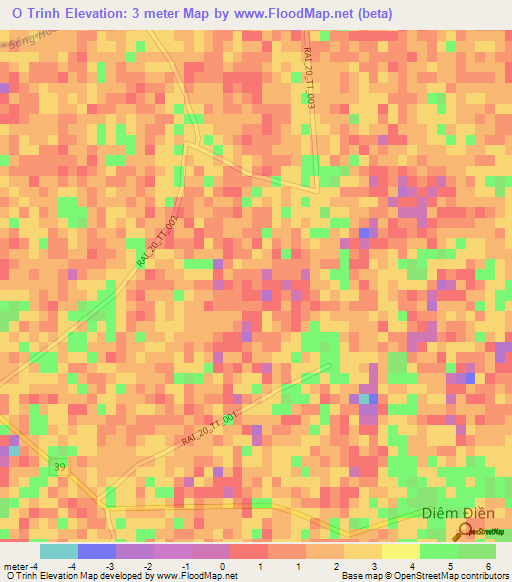 O Trinh,Vietnam Elevation Map