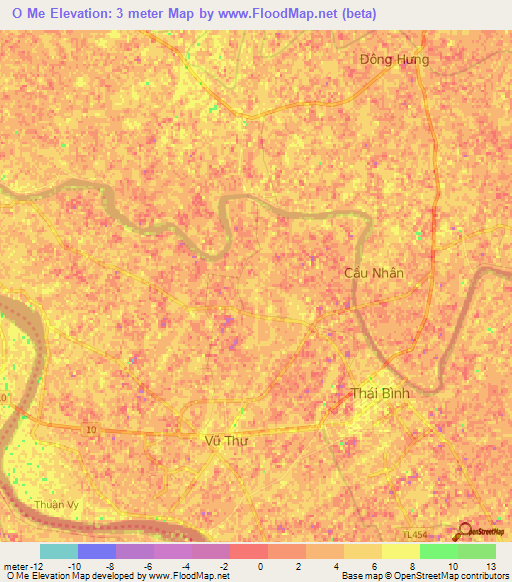 O Me,Vietnam Elevation Map