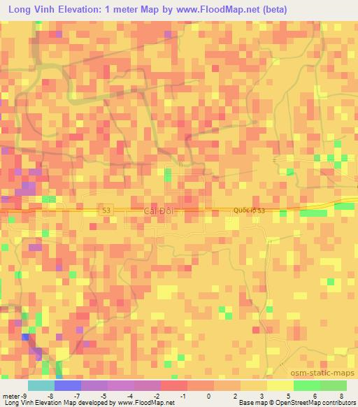 Long Vinh,Vietnam Elevation Map