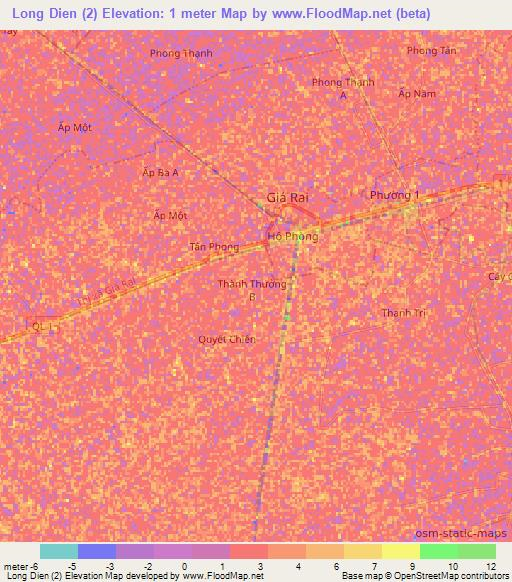 Long Dien (2),Vietnam Elevation Map