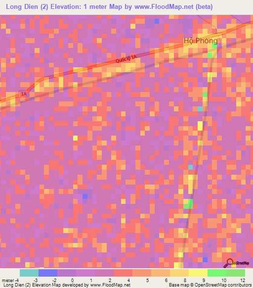 Long Dien (2),Vietnam Elevation Map