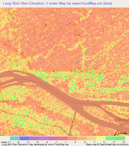 Long Binh Dien,Vietnam Elevation Map