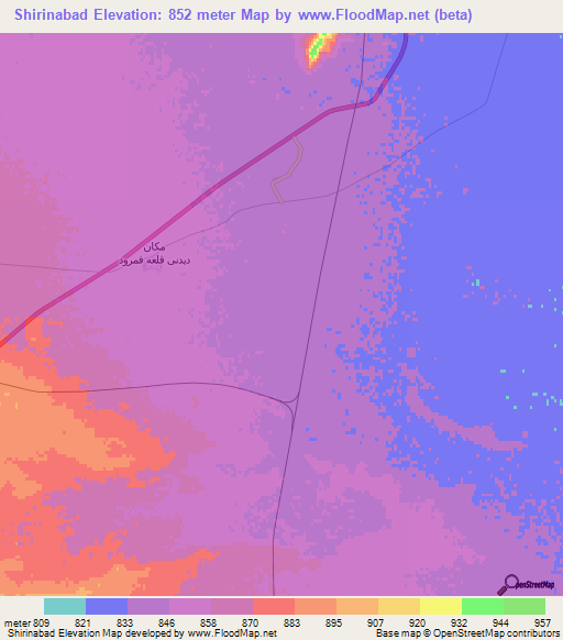 Shirinabad,Iran Elevation Map