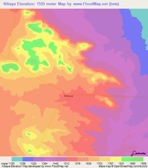 Kibaya,Tanzania Elevation Map