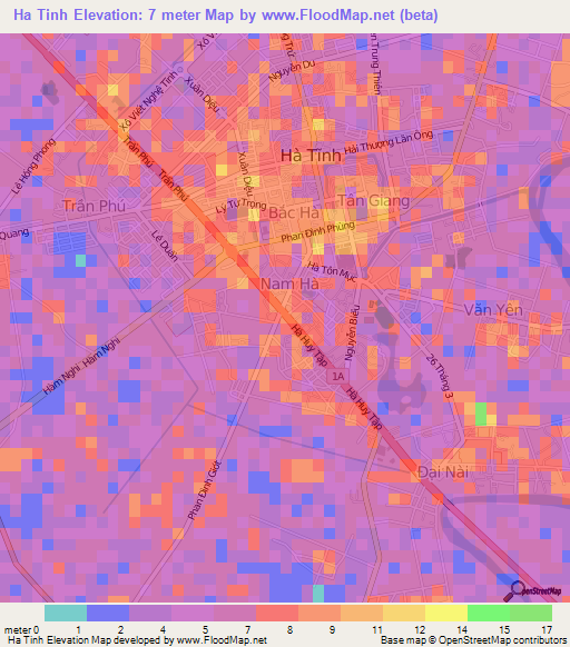 Ha Tinh,Vietnam Elevation Map