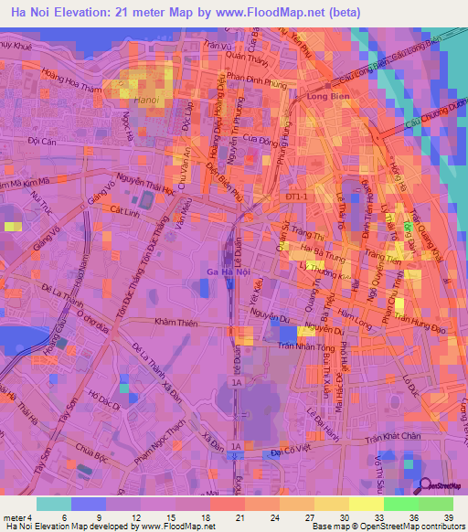 Ha Noi,Vietnam Elevation Map