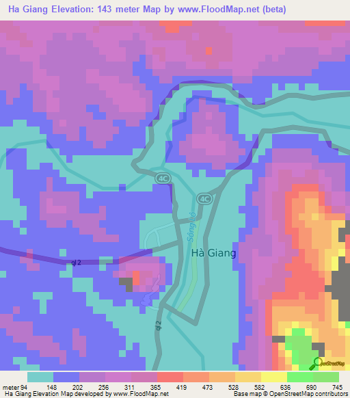 Ha Giang,Vietnam Elevation Map