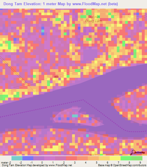 Dong Tam,Vietnam Elevation Map