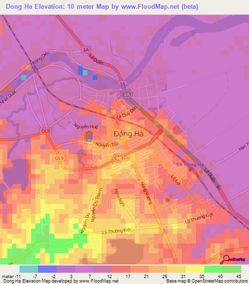 Dong Ha,Vietnam Elevation Map