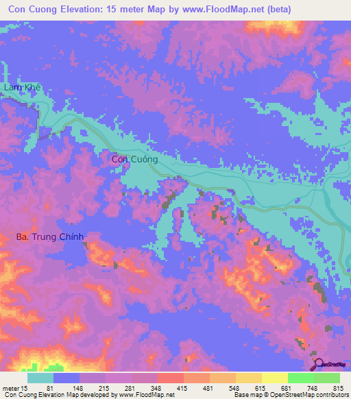 Con Cuong,Vietnam Elevation Map