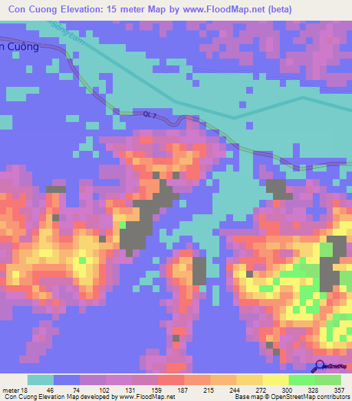 Con Cuong,Vietnam Elevation Map