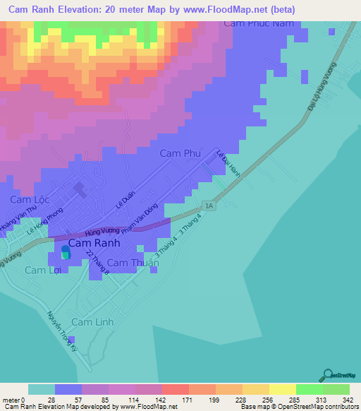 Elevation of Cam Ranh,Vietnam Elevation Map, Topography, Contour