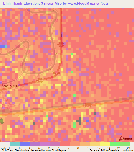 Binh Thanh,Vietnam Elevation Map