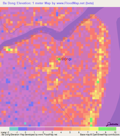Ba Dong,Vietnam Elevation Map