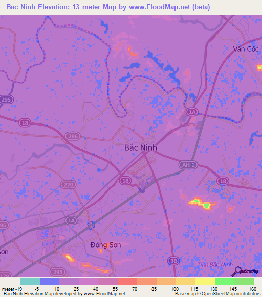 Bac Ninh,Vietnam Elevation Map