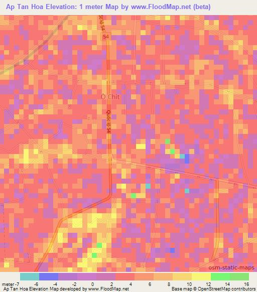 Ap Tan Hoa,Vietnam Elevation Map