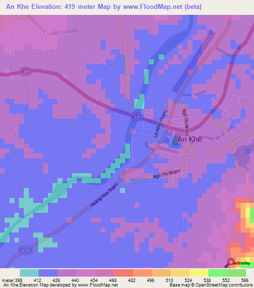 An Khe,Vietnam Elevation Map