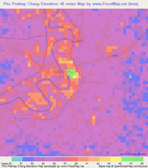 Pho Prathap Chang,Thailand Elevation Map
