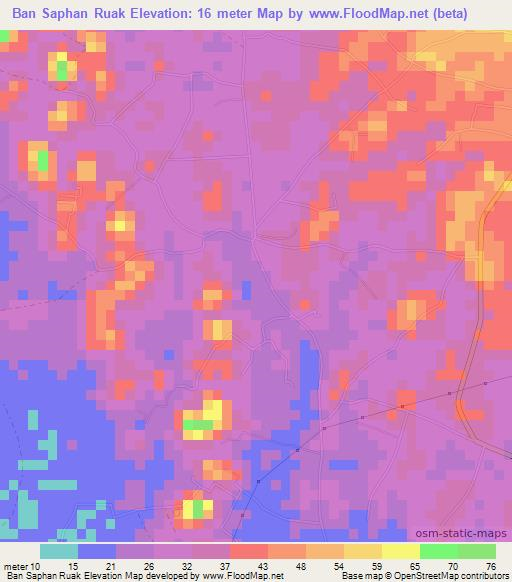 Ban Saphan Ruak,Thailand Elevation Map