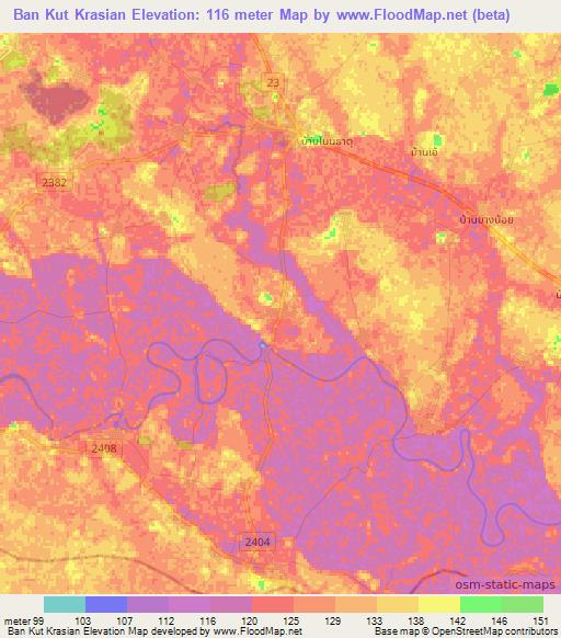 Ban Kut Krasian,Thailand Elevation Map
