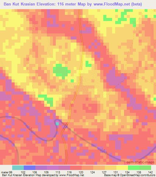 Ban Kut Krasian,Thailand Elevation Map